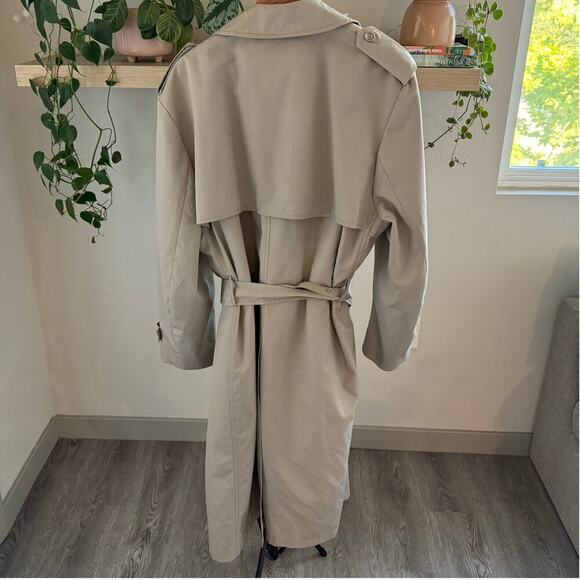 Vintage London Fog Men Double Breasted Trench Coat Beige 46 Regular Belted - Picture 2 of 8